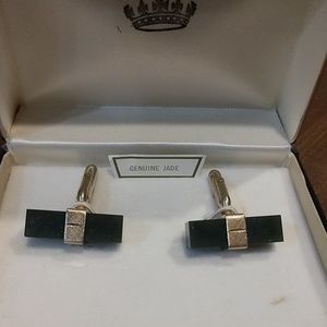 Vintage Genuine Jade Swank Cuff Links